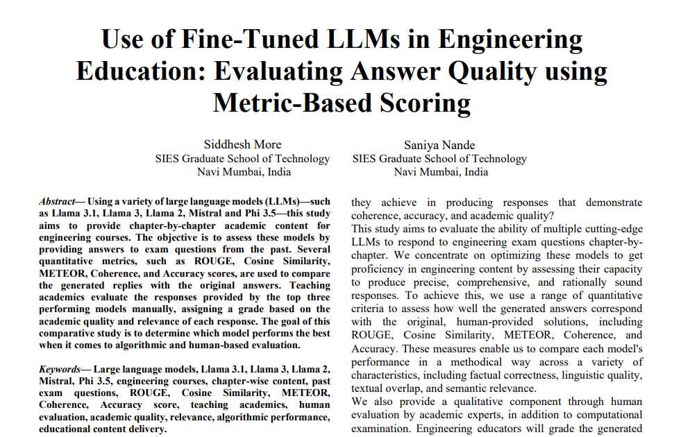 Use of Fine-Tuned LLMs in Engineering Education